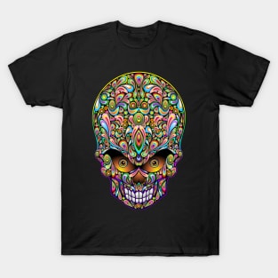 Skull Decorative Psychedelic Colors T-Shirt